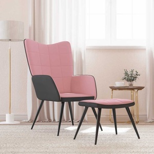 vidaXL, vidaXL Relaxsessel mit Hocker Rosa Samt und PVC, 