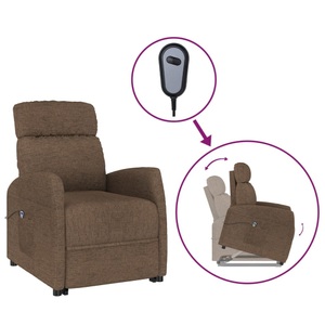 vidaXL, vidaXL Liegesessel mit Aufstehhilfe Braun Stoff, vidaXL Aufstehsessel Braun Stoff