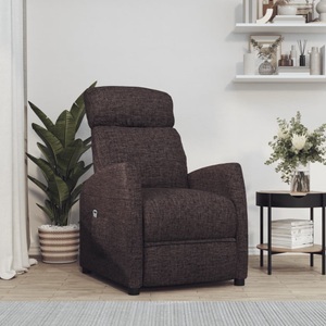 vidaXL, vidaXL Liegesessel mit Aufstehhilfe Dunkelbraun Stoff, vidaXL Aufstehsessel Dunkelbraun Stoff