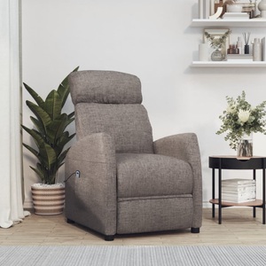 vidaXL, vidaXL Liegesessel mit Aufstehhilfe Taupe Stoff, 