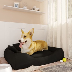 vidaXL, vidaXL Hundebett mit Kissen Schwarz 75x58x18 cm Oxford-Gewebe, 
