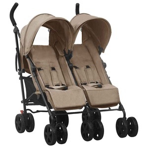 vidaXL, vidaXL Geschwisterwagen Taupe Stahl, vidaXL Geschwisterwagen Taupe Stahl