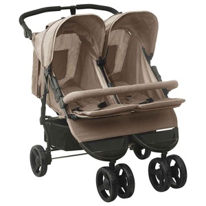 vidaXL, vidaXL Geschwisterwagen Taupe Stahl, vidaXL Geschwisterwagen Taupe Stahl