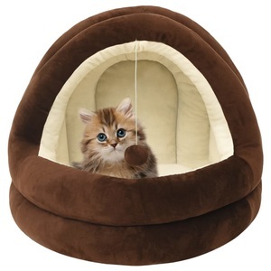 vidaXL, vidaXL Katzenbett 50x50x45 cm Braun und Creme, vidaXL Katzenbett 50x50x45 cm Braun und Creme