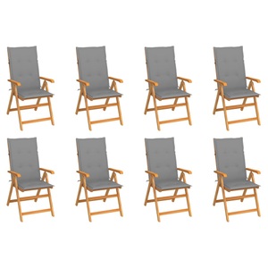 vidaXL, vidaXL Garten-Liegestühle mit Kissen 8 Stk. Massivholz Teak, 