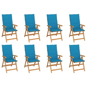 vidaXL, vidaXL Garten-Liegestühle mit Kissen 8 Stk. Massivholz Teak, vidaXL Verstellbare Gartenstühle mit Auflagen 8 Stk. Massivholz Teak