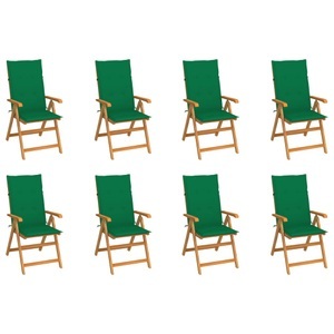 vidaXL, vidaXL Garten-Liegestühle mit Kissen 8 Stk. Massivholz Teak, vidaXL Verstellbare Gartenstühle mit Auflagen 8 Stk. Massivholz Teak