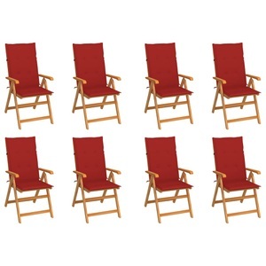 vidaXL, vidaXL Garten-Liegestühle mit Kissen 8 Stk. Massivholz Teak, vidaXL Verstellbare Gartenstühle mit Auflagen 8 Stk. Massivholz Teak