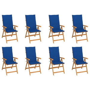 vidaXL, vidaXL Garten-Liegestühle mit Kissen 8 Stk. Massivholz Teak, vidaXL Verstellbare Gartenstühle mit Auflagen 8 Stk. Massivholz Teak