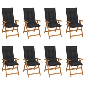 vidaXL, vidaXL Garten-Liegestühle mit Kissen 8 Stk. Massivholz Teak, 