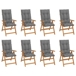 vidaXL, vidaXL Garten-Liegestühle mit Kissen 8 Stk. Massivholz Teak, 