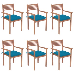 vidaXL, vidaXL Stapelbare Gartenstühle mit Kissen 6 Stk. Massivholz Teak, 