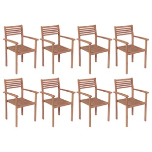 vidaXL, vidaXL Stapelbare Gartenstühle 8 Stk. Massivholz Teak, 
