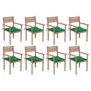 vidaXL, vidaXL Stapelbare Gartenstühle mit Kissen 8 Stk. Massivholz Teak, 