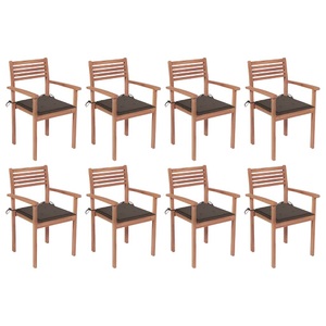 vidaXL, vidaXL Stapelbare Gartenstühle mit Kissen 8 Stk. Massivholz Teak, 