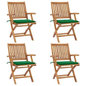 vidaXL Klappbare Gartenstühle mit Kissen 4 Stk. Massivholz Teak