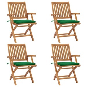 vidaXL, vidaXL Klappbare Gartenstühle mit Kissen 4 Stk. Massivholz Teak