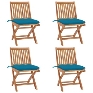 vidaXL, vidaXL Klappbare Gartenstühle mit Kissen 4 Stk. Massivholz Teak