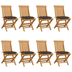 vidaXL, vidaXL Gartenstühle mit Taupe Kissen 8 Stk. Massivholz Teak, vidaXL Gartenstühle mit Taupe Kissen 8 Stk. Massivholz Teak