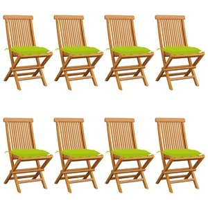 vidaXL, vidaXL Gartenstühle mit Hellgrünen Kissen 8 Stk. Massivholz Teak, vidaXL Gartenstühle mit Hellgrünen Kissen 8 Stk. Massivholz Teak