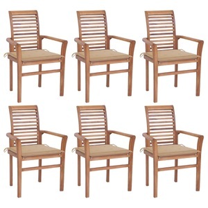 vidaXL, vidaXL Essstühle 6 Stk. mit Beigen Kissen Massivholz Teak, 