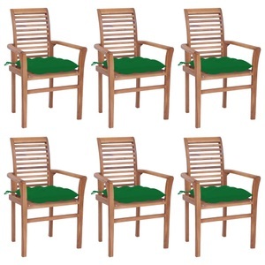 vidaXL, vidaXL Essstühle 6 Stk. mit Grünen Kissen Massivholz Teak, 