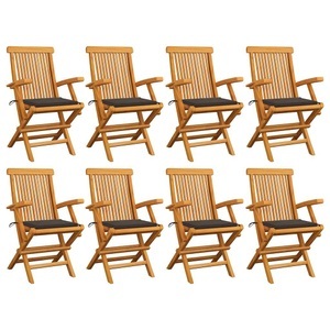 vidaXL, vidaXL Gartenstühle mit Taupe Kissen 8 Stk. Massivholz Teak, 