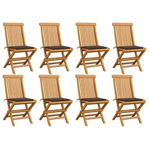 vidaXL, vidaXL Gartenstühle mit Taupe Kissen 8 Stk. Massivholz Teak, vidaXL Gartenstühle mit Taupe Kissen 8 Stk. Massivholz Teak