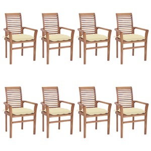 vidaXL, vidaXL Essstühle 8 Stk. mit Cremeweißen Kissen Massivholz Teak, 
