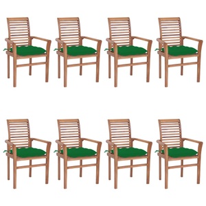 vidaXL, vidaXL Essstühle 8 Stk. mit Grünen Kissen Massivholz Teak, 