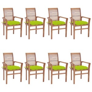 vidaXL, vidaXL Essstühle 8 Stk. mit Hellgrünen Kissen Massivholz Teak, 