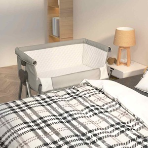 vidaXL, vidaXL Babybett mit Matratze Hellgrau Leinenstoff, vidaXL Babybett mit Matratze Hellgrau Leinenstoff