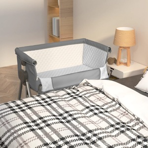 vidaXL, vidaXL Babybett mit Matratze Dunkelgrau Leinenstoff, vidaXL Babybett mit Matratze Dunkelgrau Leinenstoff