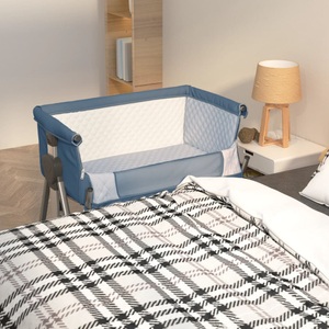 vidaXL, vidaXL Babybett mit Matratze Marineblau Leinenstoff, 