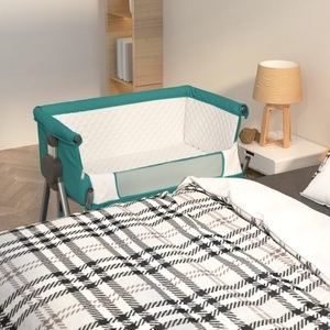 vidaXL, vidaXL Babybett mit Matratze Grün Leinenstoff, 