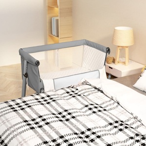 vidaXL, vidaXL Babybett mit Matratze Hellgrau Leinenstoff, vidaXL Babybett mit Matratze Hellgrau Leinenstoff