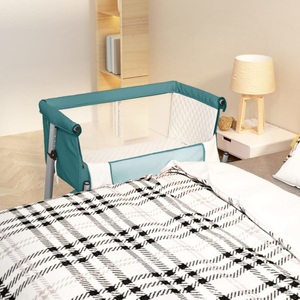 vidaXL, vidaXL Babybett mit Matratze Grün Leinenstoff, vidaXL Babybett mit Matratze Grün Leinenstoff