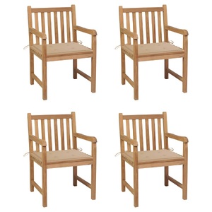 vidaXL, vidaXL Gartenstühle 4 Stk. mit Beigen Kissen Massivholz Teak