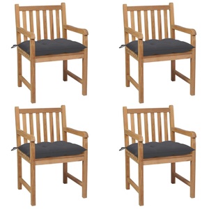 vidaXL, vidaXL Gartenstühle 4 Stk. mit Anthrazit Kissen Massivholz Teak