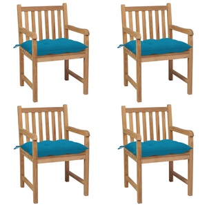 vidaXL, vidaXL Gartenstühle 4 Stk. mit Hellblauen Kissen Massivholz Teak