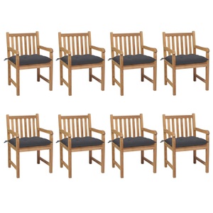 vidaXL, vidaXL Gartenstühle 8 Stk. mit Anthrazit Kissen Massivholz Teak