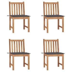 vidaXL, vidaXL Gartenstühle 4 Stk. mit Kissen Massivholz Teak, vidaXL Gartenstühle 4 Stk. mit Kissen Massivholz Teak