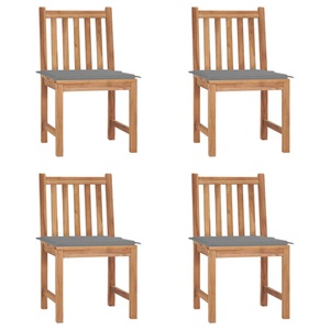 vidaXL, vidaXL Gartenstühle 4 Stk. mit Kissen Massivholz Teak, vidaXL Gartenstühle 4 Stk. mit Kissen Massivholz Teak