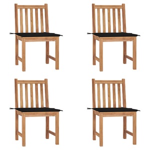 vidaXL, vidaXL Gartenstühle 4 Stk. mit Kissen Massivholz Teak, vidaXL Gartenstühle 4 Stk. mit Kissen Massivholz Teak