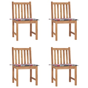 vidaXL, vidaXL Gartenstühle 4 Stk. mit Kissen Massivholz Teak, vidaXL Gartenstühle 4 Stk. mit Kissen Massivholz Teak