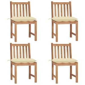 vidaXL, vidaXL Gartenstühle 4 Stk. mit Kissen Massivholz Teak, vidaXL Gartenstühle 4 Stk. mit Kissen Massivholz Teak