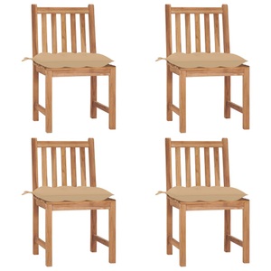 vidaXL, vidaXL Gartenstühle 4 Stk. mit Kissen Massivholz Teak, vidaXL Gartenstühle 4 Stk. mit Kissen Massivholz Teak