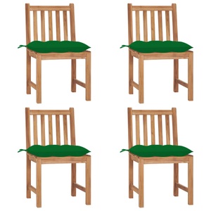 vidaXL, vidaXL Gartenstühle 4 Stk. mit Kissen Massivholz Teak, vidaXL Gartenstühle 4 Stk. mit Kissen Massivholz Teak