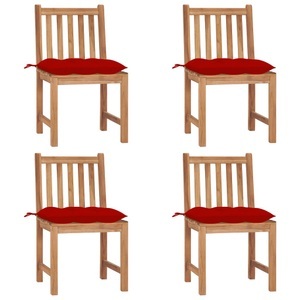 vidaXL, vidaXL Gartenstühle 4 Stk. mit Kissen Massivholz Teak, vidaXL Gartenstühle 4 Stk. mit Kissen Massivholz Teak