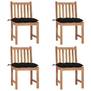 vidaXL, vidaXL Gartenstühle 4 Stk. mit Kissen Massivholz Teak, vidaXL Gartenstühle 4 Stk. mit Kissen Massivholz Teak